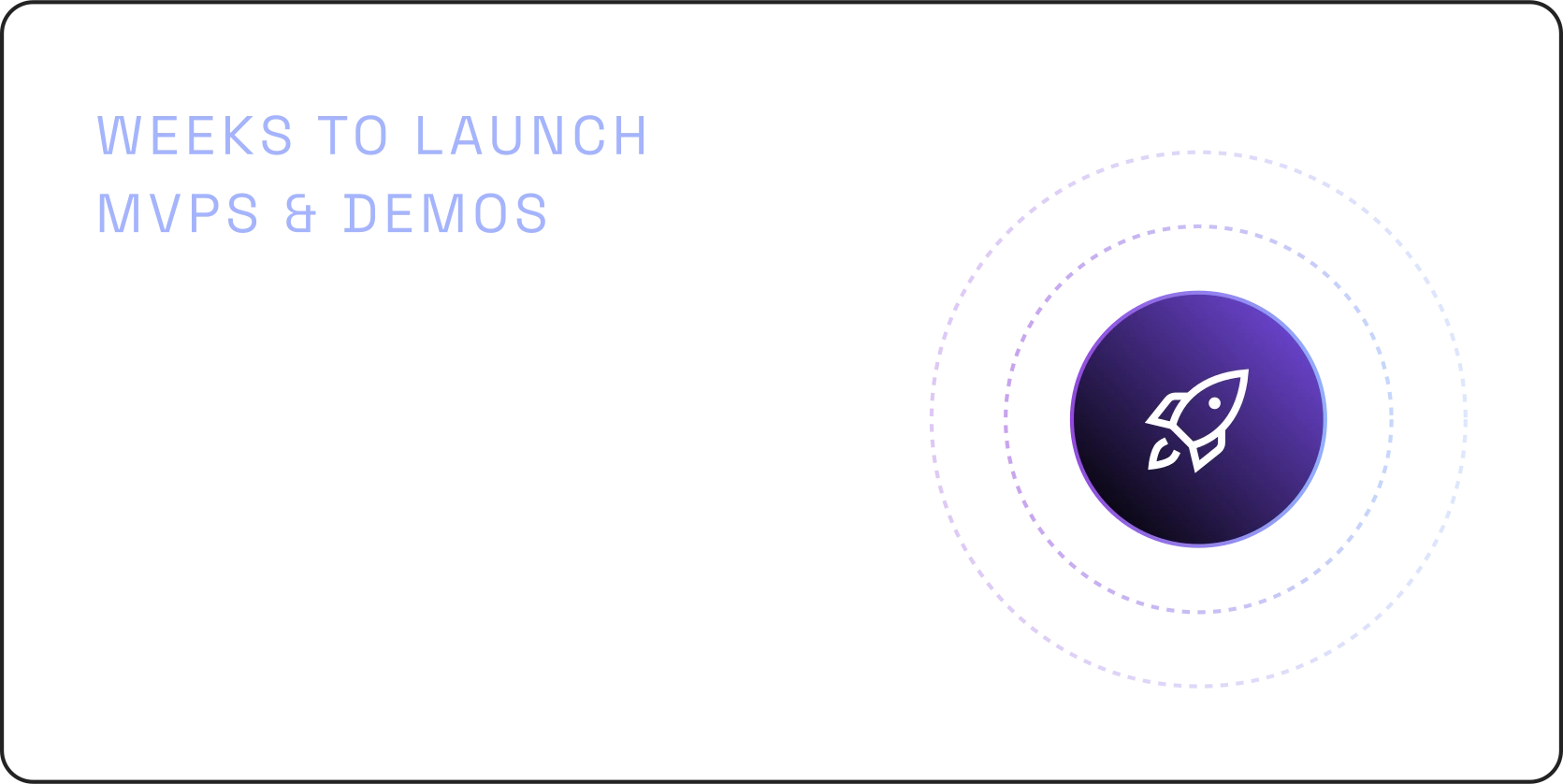 6–10 weeks to launch MVPs & demos